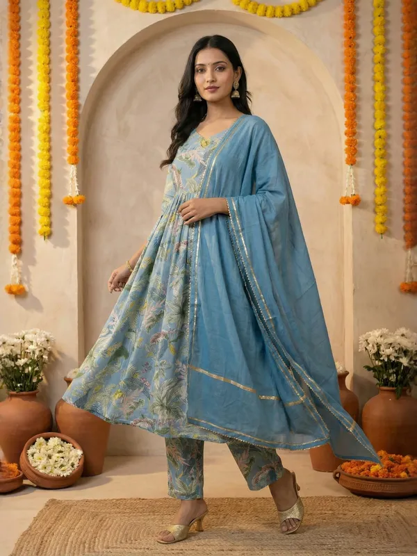 Blue_Floral_Printed_Anarkali_Kurta_Set_With_Dupatta_For_Women