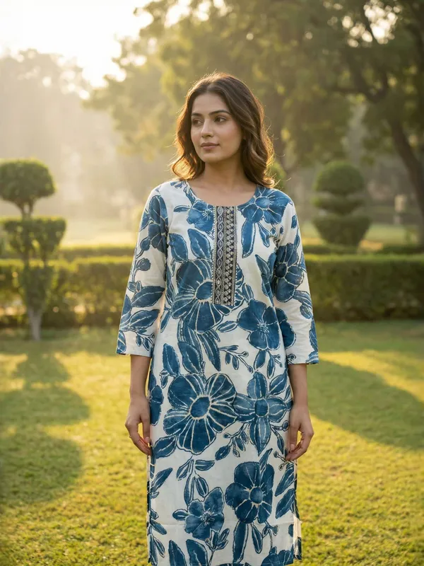 Blue_Cotton_Floral_Print_Printed_Straight_Kurta_For_Women