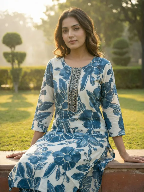 Blue_Cotton_Floral_Print_Printed_Straight_Kurta_For_Women