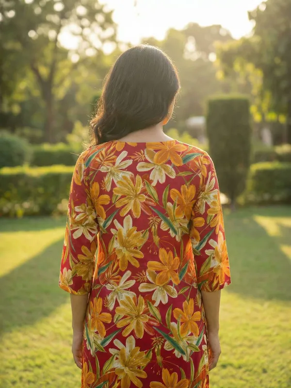 Red_And_Yellow_Cotton_Floral_Print_Printed_Straight_Kurta_For_Women