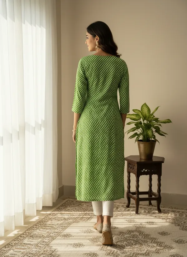 Green_Striped_Printed_Straight_Kurti_With_Embroidered_Yoke_For_Women