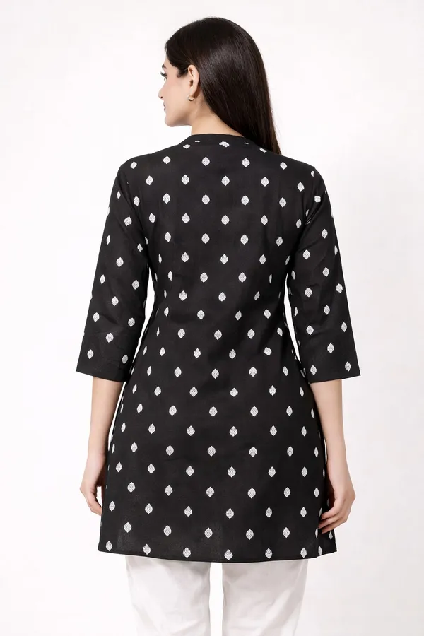 Black_Cotton_Printed_Embroidered_Straight_Kurta_For_Women