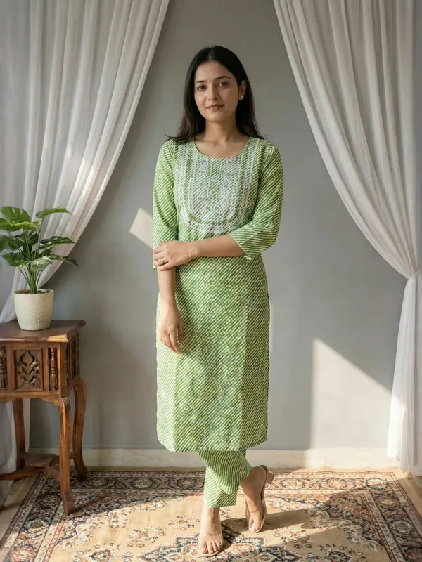 Green_Cotton_Printed_Embroidered_Straight_Kurta_For_Women