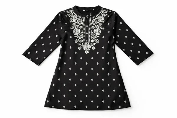 Black_Cotton_Printed_Embroidered_Straight_Kurta_For_Women