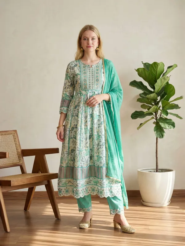 Sea_Green_Floral_Printed_Anarkali_Kurta_Set_With_Dupatta_For_Women
