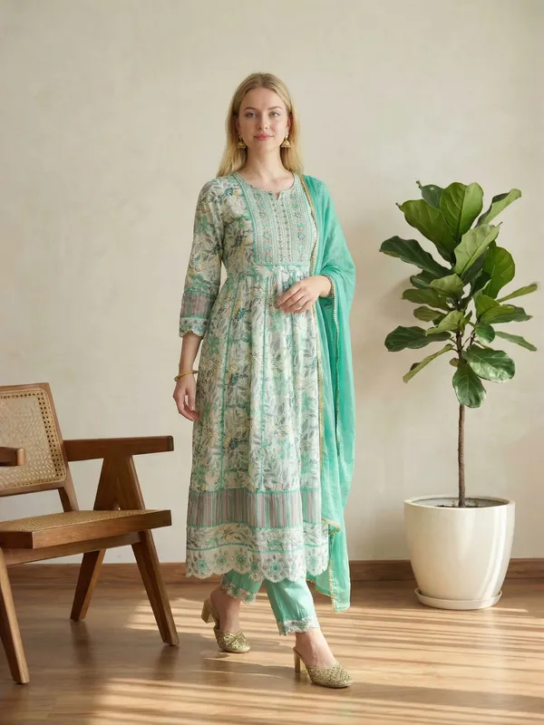 Sea_Green_Floral_Printed_Anarkali_Kurta_Set_With_Dupatta_For_Women