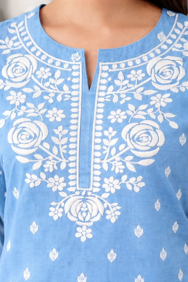 Sky_Blue_Embroidered_Straight_Short_Kurti_For_Women