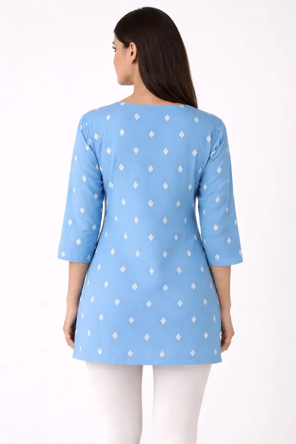 Sky_Blue_Embroidered_Straight_Short_Kurti_For_Women