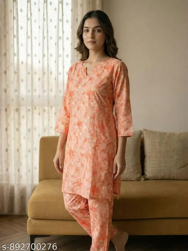 Pink_Cotton_Kurti_With_Pant_For_Women