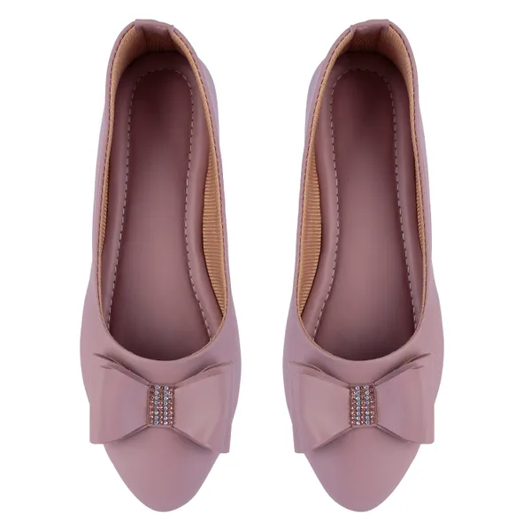 Mauve_Pink_Bow_Accent_Ballet_Flats_For_Women
