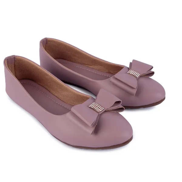 Mauve_Pink_Bow_Accent_Ballet_Flats_For_Women