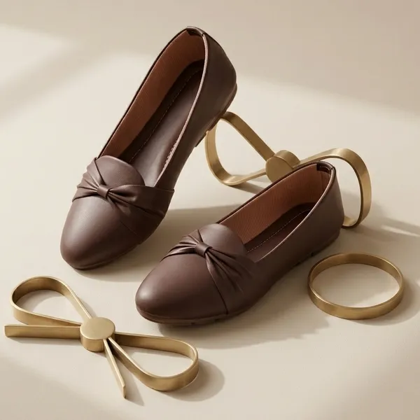 Brown_Knotted_Ballet_Flats_For_Women