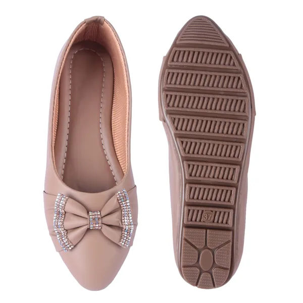 Beige_Ballerina_Flats_With_Bow_Embellishment_For_Women