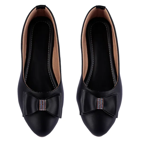 Black_Ballet_Flats_With_Bow_Detail_For_Women