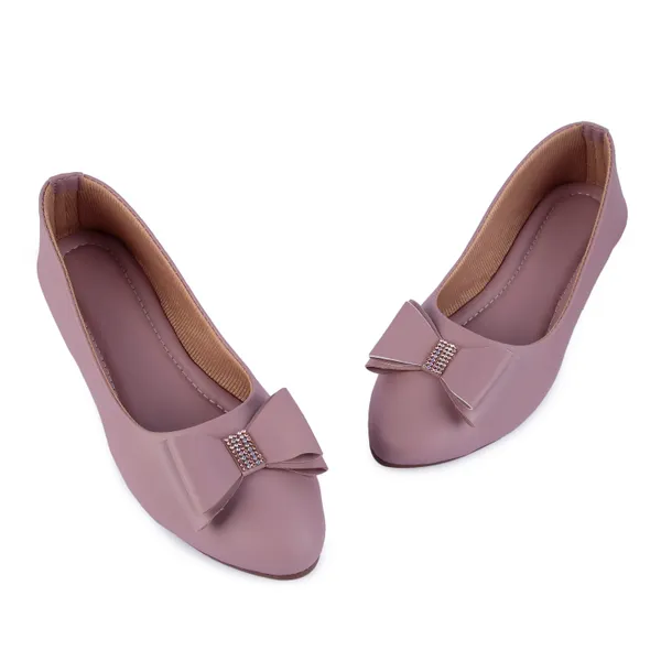 Mauve_Pink_Bow_Accent_Ballet_Flats_For_Women