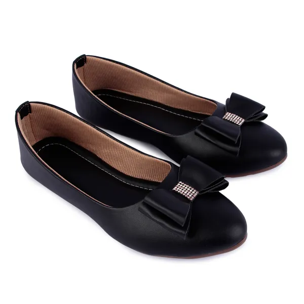 Black_Ballet_Flats_With_Bow_Detail_For_Women