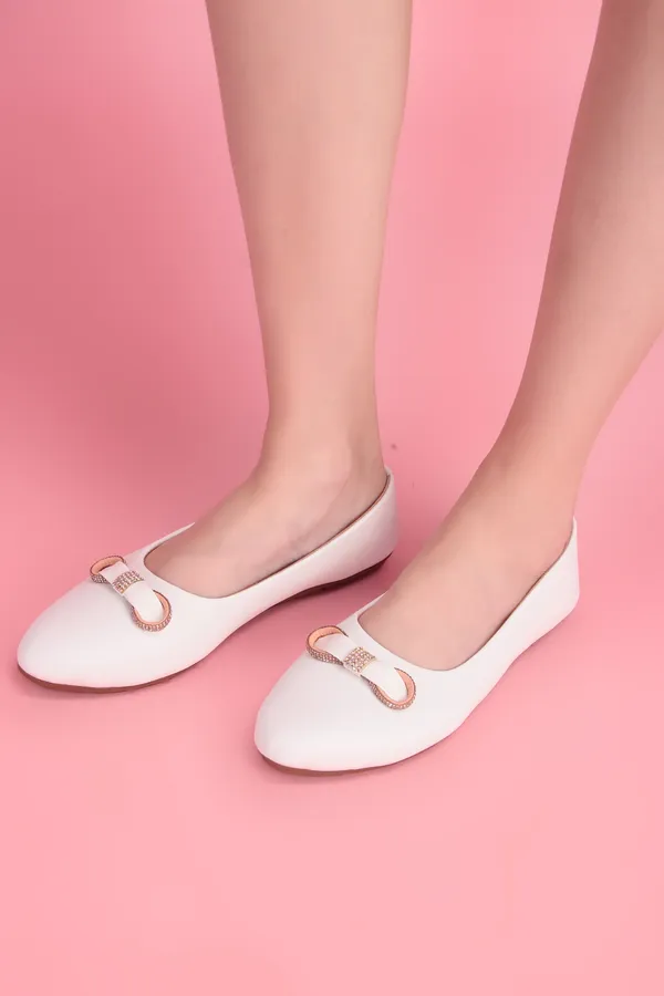 White_Ballet_Flats_With_Diamante_Bow_Detail_For_Women