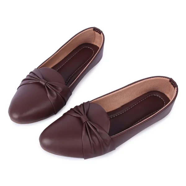 Brown_Knotted_Ballet_Flats_For_Women