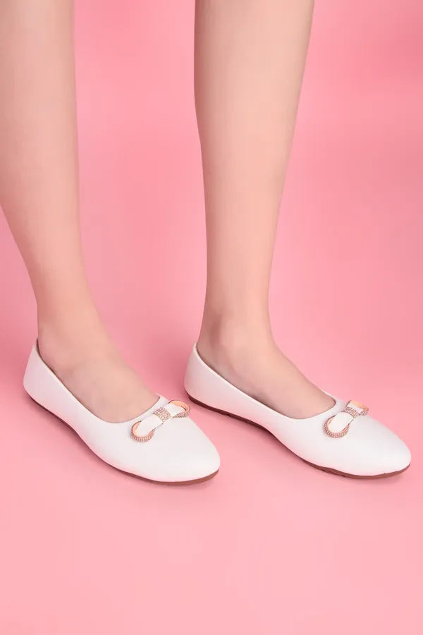 White_Ballet_Flats_With_Diamante_Bow_Detail_For_Women