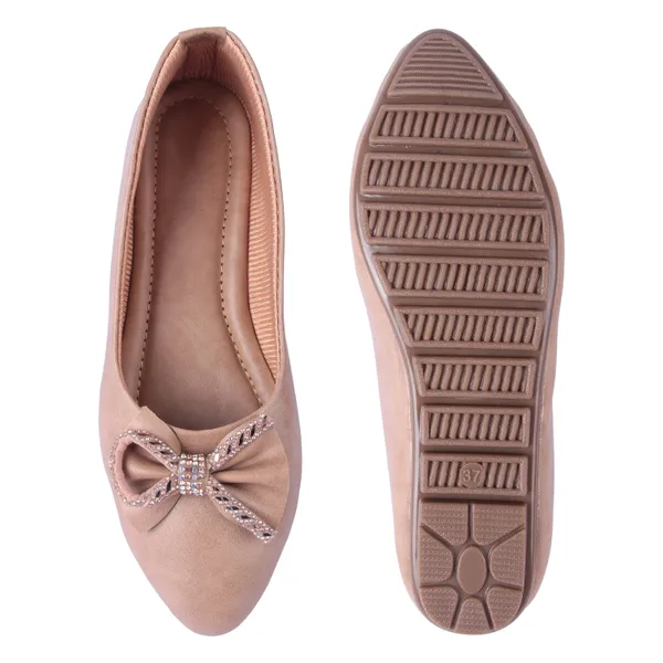 Beige_Bow_Embellished_Ballet_Flats_With_Studded_Detail_For_Women