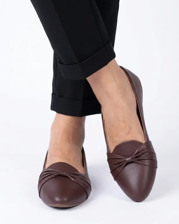 Brown_Knotted_Ballet_Flats_For_Women