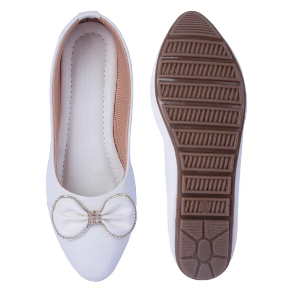 White_Ballet_Flats_With_Crystal_Bow_Detail_For_Women