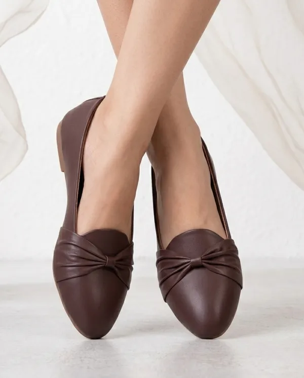 Brown_Knotted_Ballet_Flats_For_Women