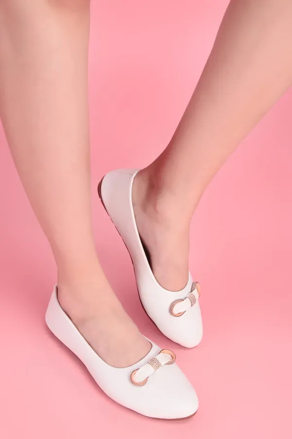 White_Ballet_Flats_With_Diamante_Bow_Detail_For_Women