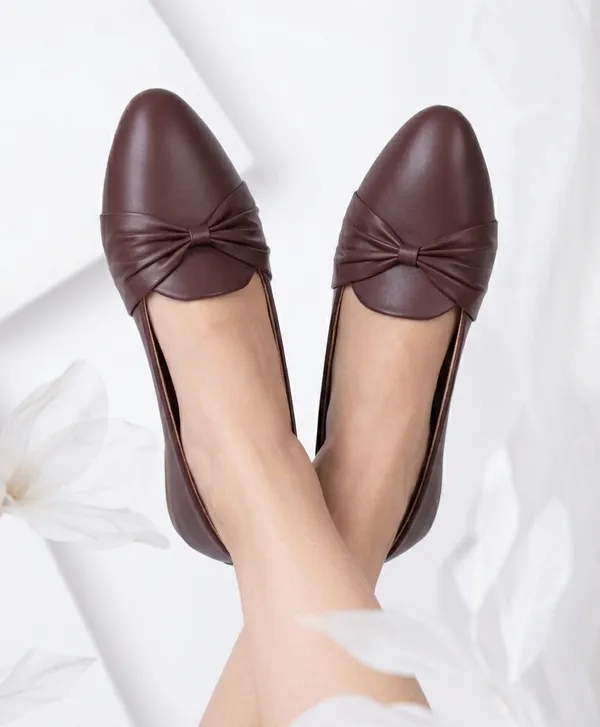 Brown_Knotted_Ballet_Flats_For_Women