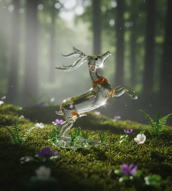 Borosilicate_Glass_Figurine_Leaping_Deer_With_Green_Base