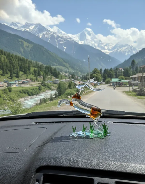 Borosilicate_Glass_Figurine_Leaping_Deer_With_Green_Base