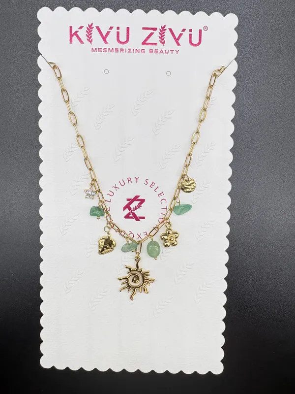 Green_Stone_Alloy_Sun_Charm_Gold_Tone_Chain_Necklace_For_Women