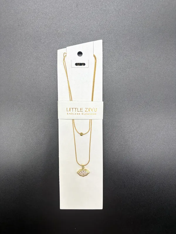 Gold_Alloy_Double_Layer_Evil_Eye_Pendant_Necklace_Set_For_Women