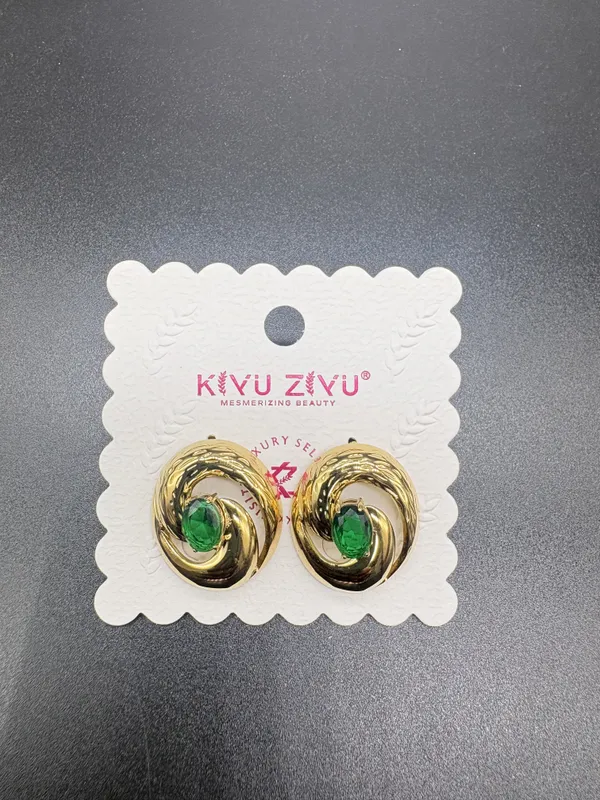 Green_Stone_Gold_Alloy_Spiral_Stud_Earrings_For_Women