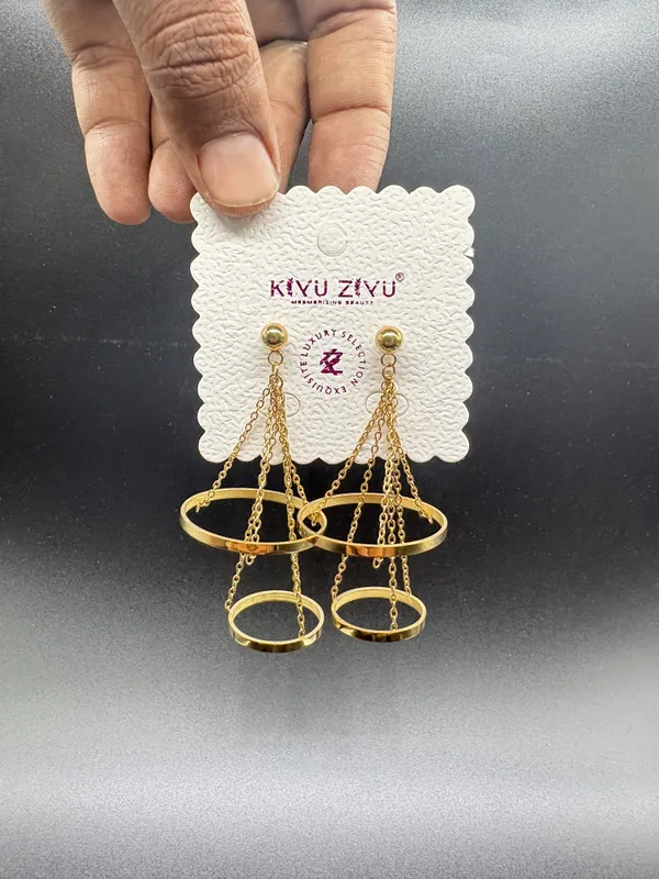 Gold_Alloy_Geometric_Multi_Hoop_Chain_Dangle_Earrings_For_Women