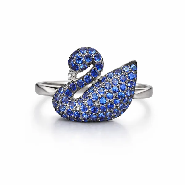 925_Silver_Swan_Ring_for_Women_and_Girls_in_Blue_AD_stones