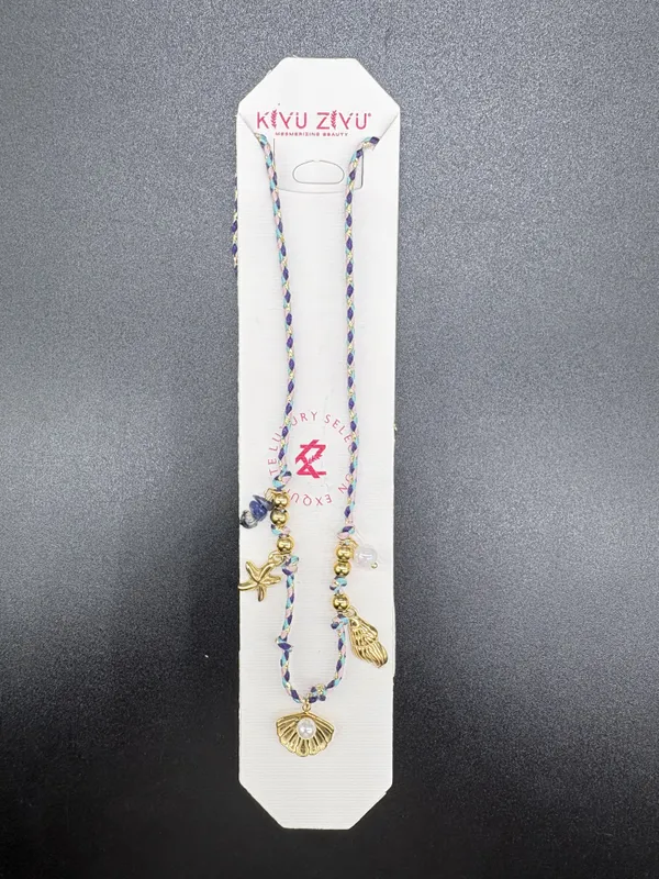 Blue_Purple_Beaded_Gold_Tone_Alloy_Shell_Charm_Necklace_For_Women