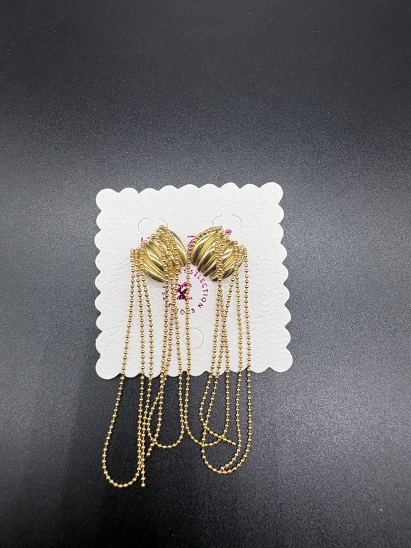 Gold_Tone_Alloy_Shell_Chain_Tassel_Drop_Earrings_For_Women
