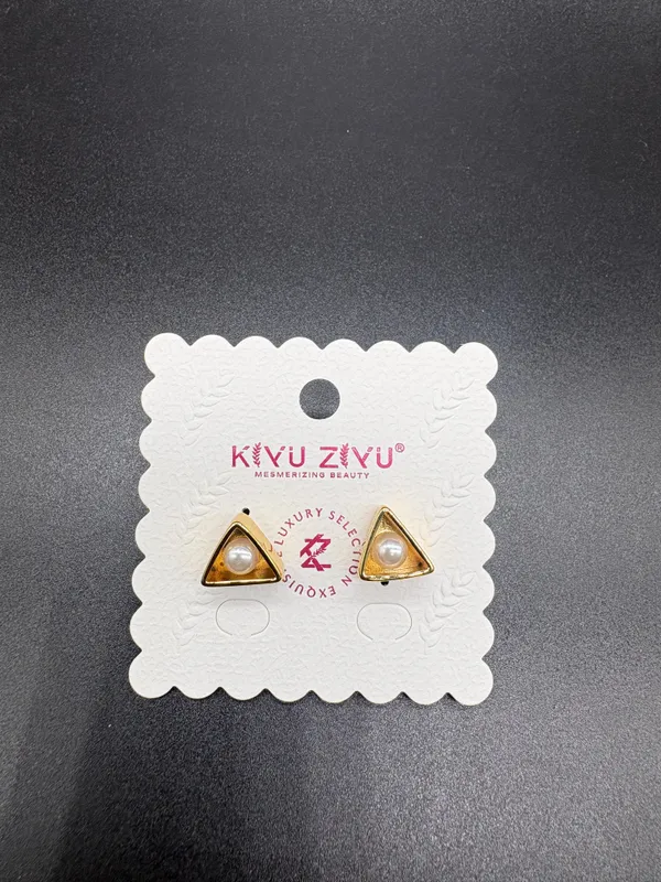 White_Pearl_Gold_Toned_Triangular_Frame_Stud_Earrings_For_Women