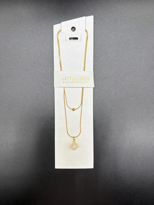 Gold_Tone_Alloy_Paw_Print_Layered_Pendant_Necklace_For_Women
