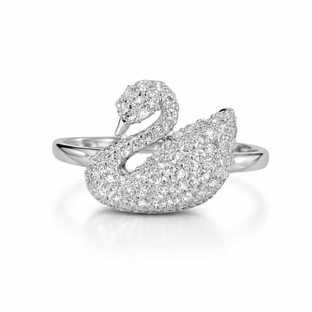 White_Sterling_Silver_Swan_Ring_For_Women_And_Girls92.5_Sterling_silver