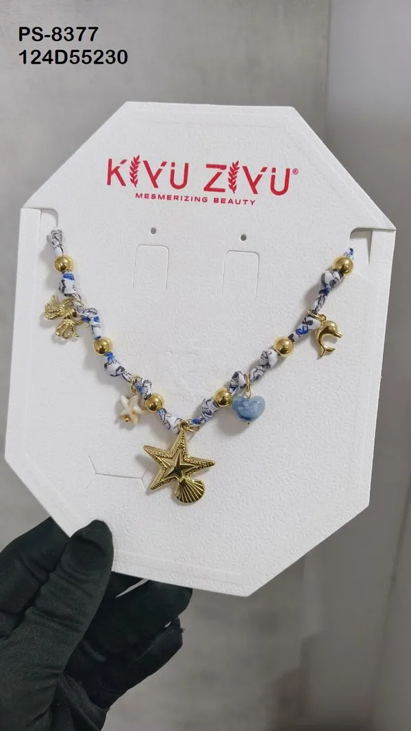Gold_Alloy_Nautical_Beaded_Starfish_Charm_Bracelet_For_Women
