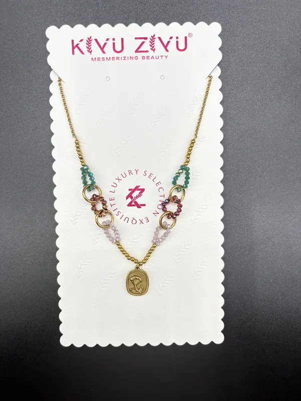 Gold_Alloy_Multi_Strand_Pastel_Beaded_Coin_Pendant_Necklace_For_Women