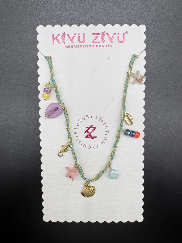 Gold_Alloy_Beach_Multi_Charm_Braided_Cord_Necklace_For_Women