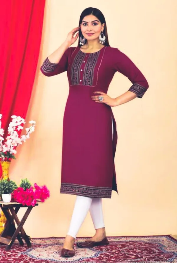 Wine_Cotton_Kurti_For_Women