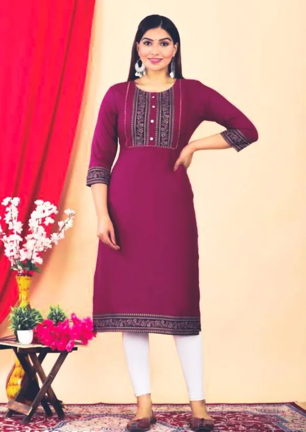 Wine_Cotton_Kurti_For_Women