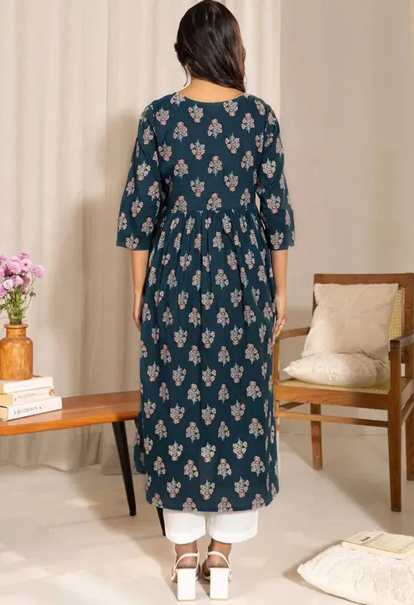 Teal_Cotton_Kurti_For_Women