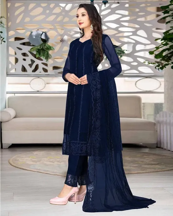 Blue_Cotton_Kurta_Pant_And_Dupatta_Set_For_Women