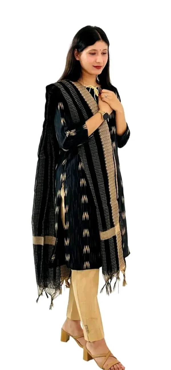 Black_Cotton_Kurti_Pant_Set_With_Dupatta_For_Women