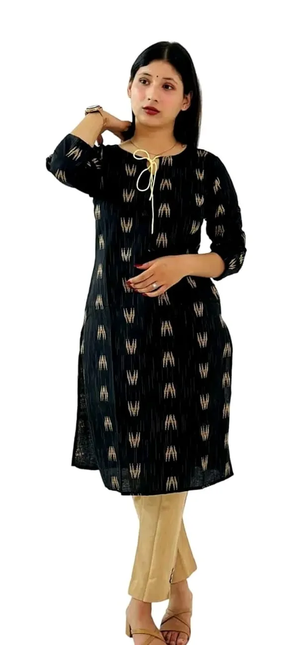 Black_Cotton_Kurti_Pant_Set_With_Dupatta_For_Women